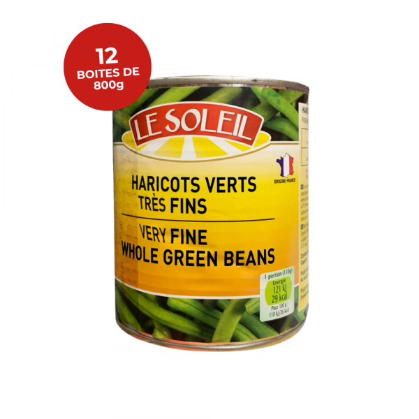 Haricots verts LE SOLEIL — Lot de 12 boîtes de 800g