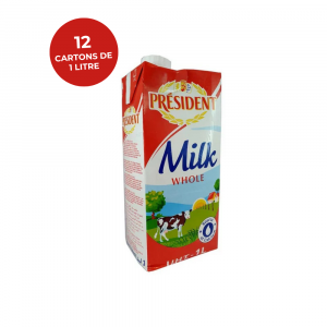 Lait entier PRESIDENT — Lot de 12 cartons de 1L